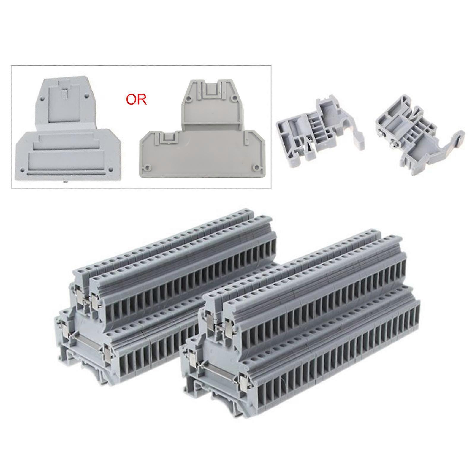 50 Pcs UKK3 DIN Rail Double Level Dual Row Terminal Block 500V 25A 28-12AWG Gray