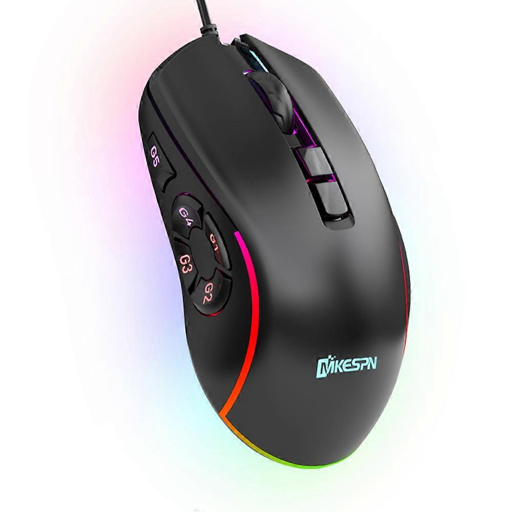 Wired Gaming Mouse 7200DPI RGB Backlit Mouse 6 Adjustable DPI Levels/10 Programmable Buttons/Back-to-desktop Button Black
