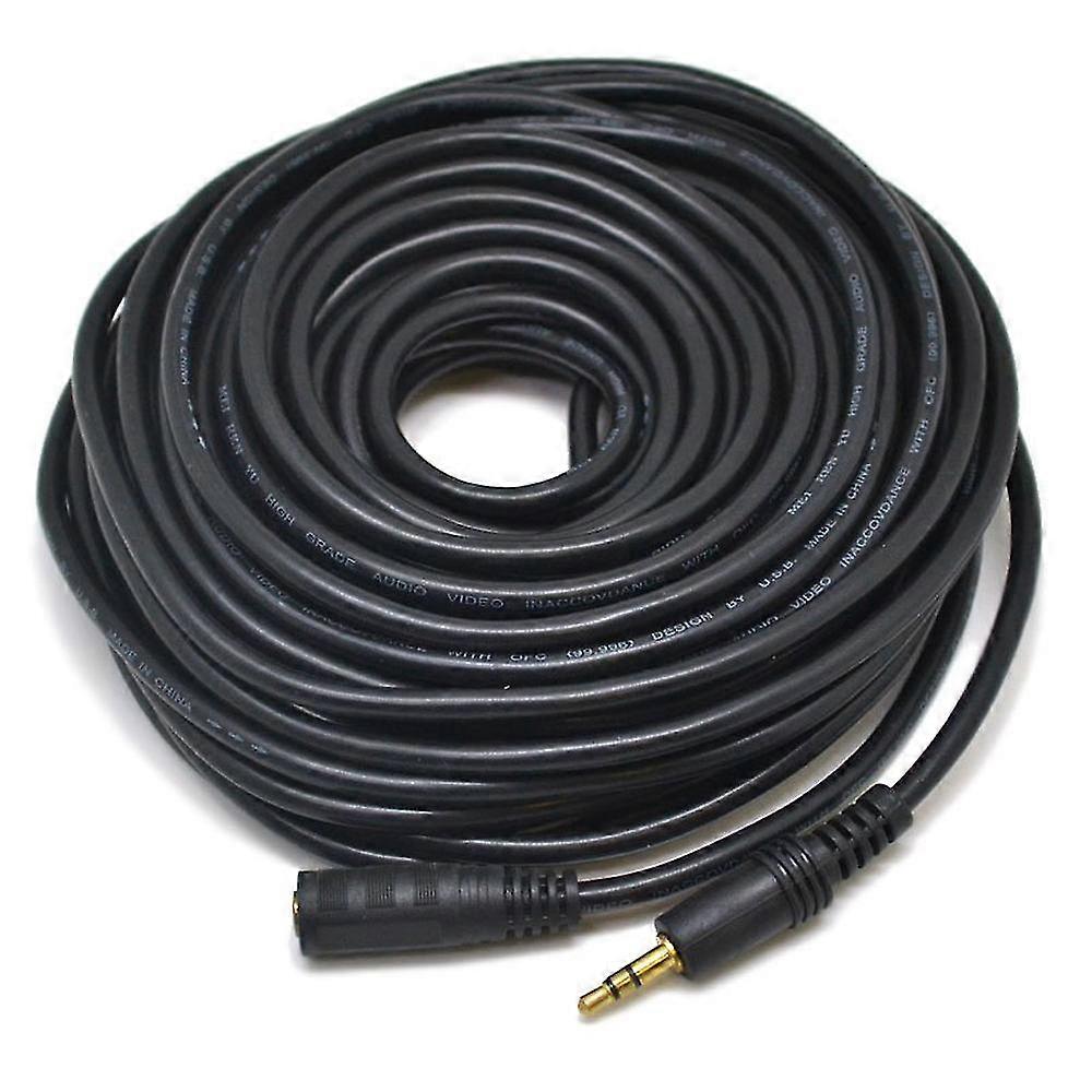 Stereo Mini - Cable de extensión 15m 3.5mm Stereo Mini Extension Audio Cable Long Cable Negro