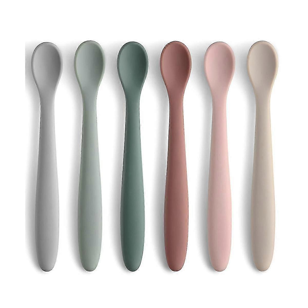 6pcs Silic Spoons, Sta Infant Spoons, Soft-tip Easy On Gums/ I
