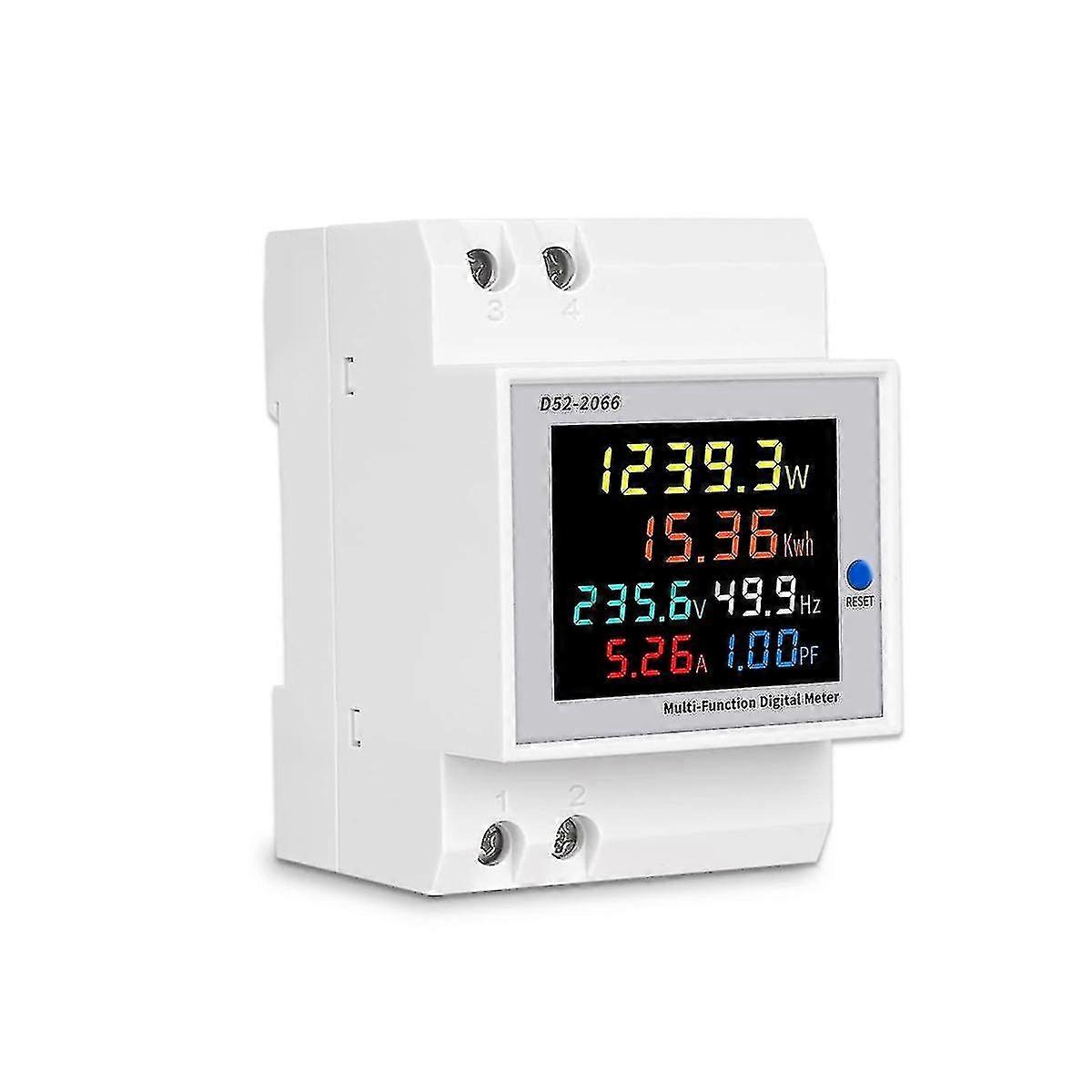 Digital Single Phase Ac 40-300v 100a Din Rail 6 In 1 Voltmeter Ammeter Watt Kwh Frequency Meter 110