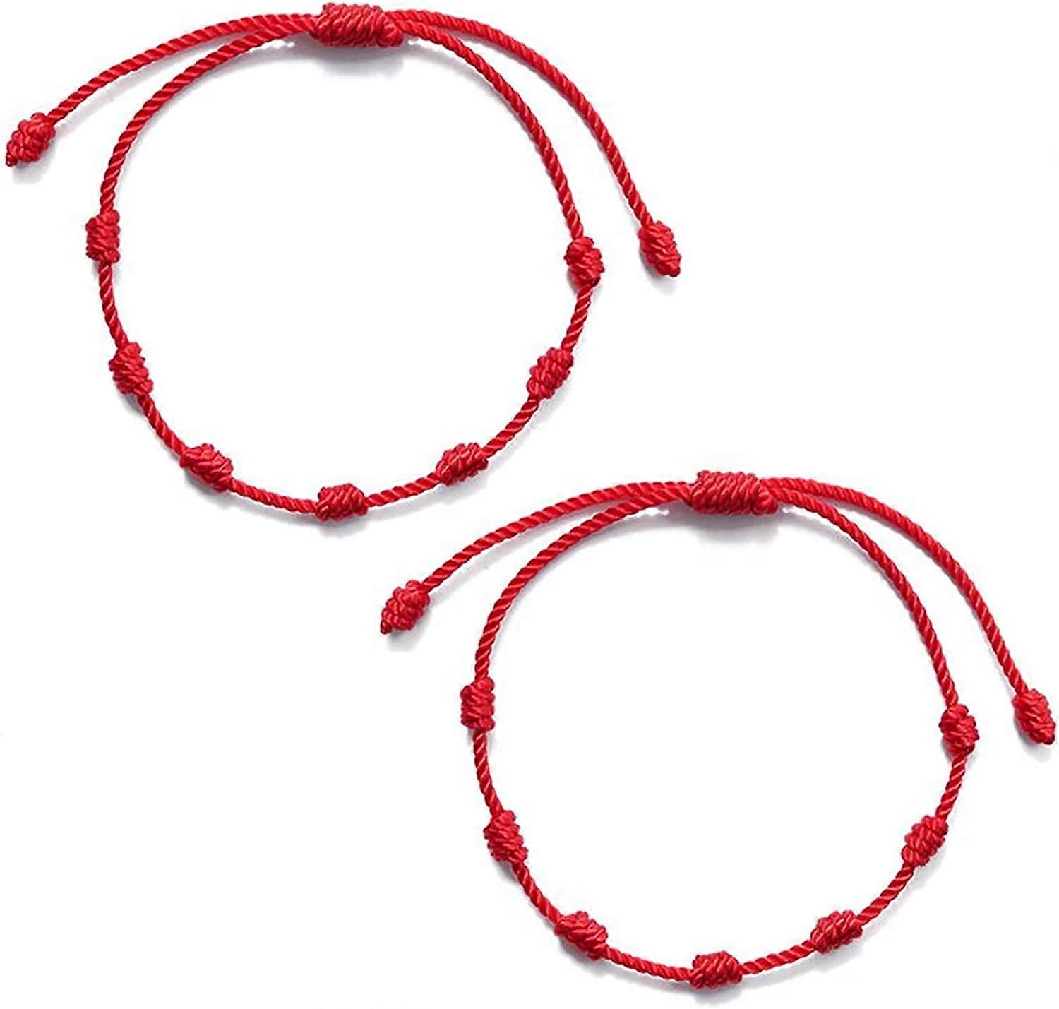 2db szerencsés piros zsinóros karkötő 7 csomóvédő kötél amulett újévi ajándék nőknek férfiak