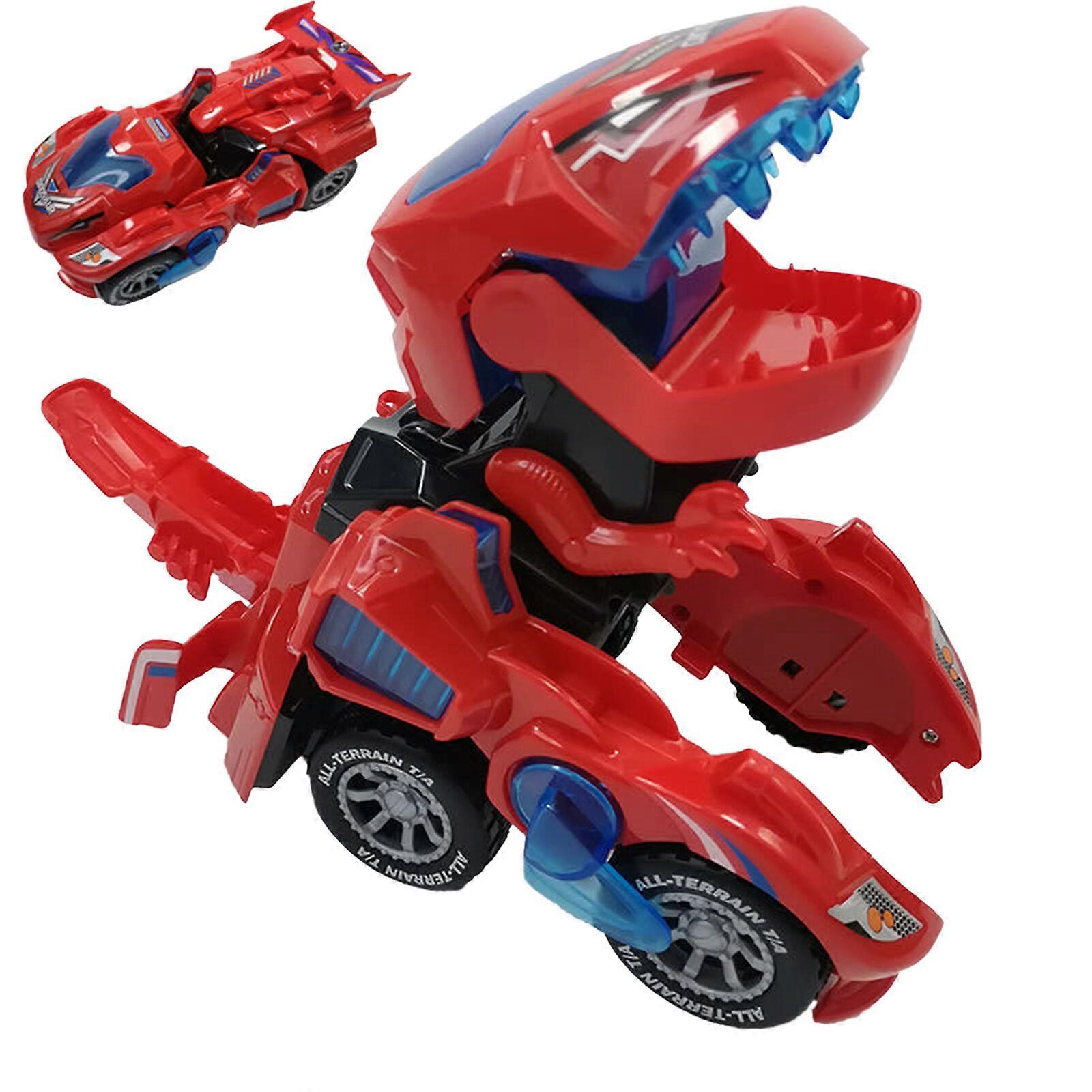 Transforming Dinosaur Car Toy with Flashing Lights and Music