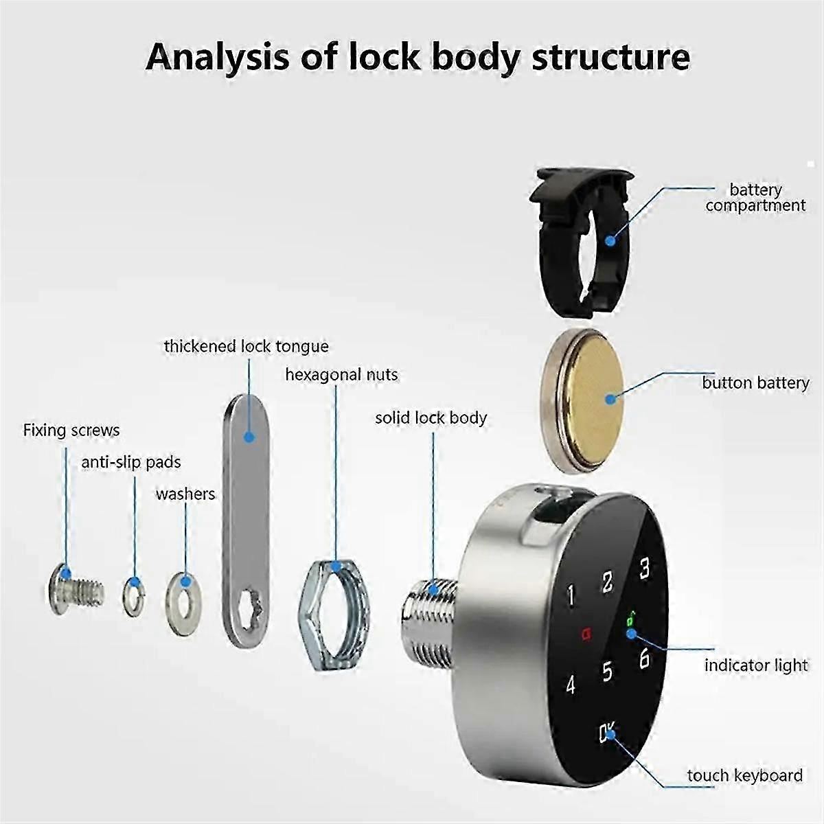 Keyless Cabinet Lock Combination Lock Code-enabled Smart Cabinet Lock Sensitive Touch Safe Household Cabinet Password B