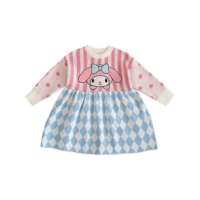 Sanrios Kawaii אנימה המנגינה שלי קריקטורה חמודה אביב וסתיו בנות חדשות שמלה סרוגה חצאית ילדים מתנת יום הולדת