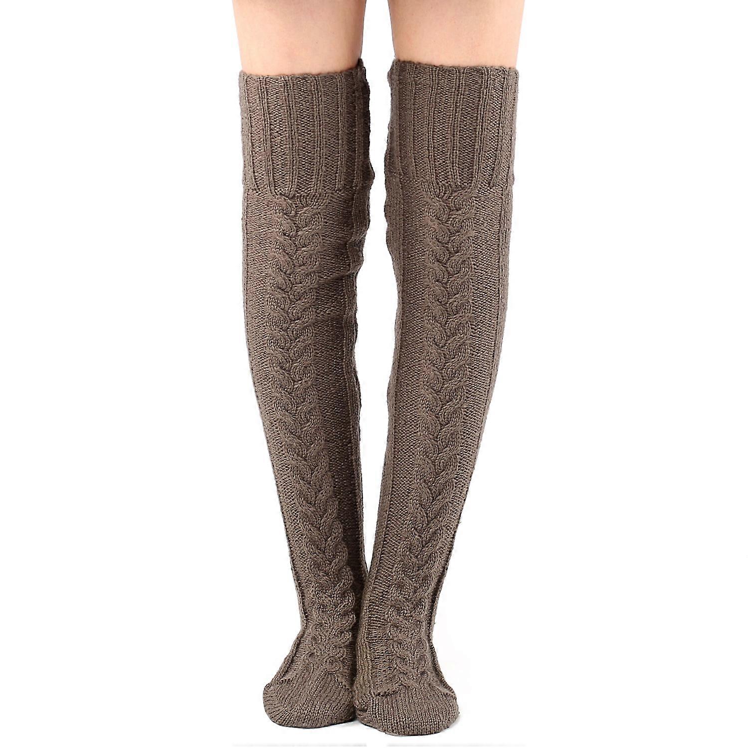 Women's Thigh High Socks Cable Knit Boot Socks