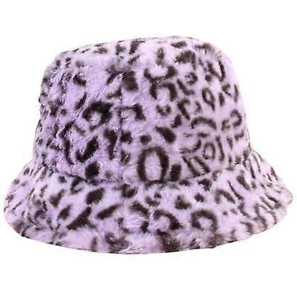 Women Autumn and Winter Leopard Print Warm Plush Windproof Basin Hat