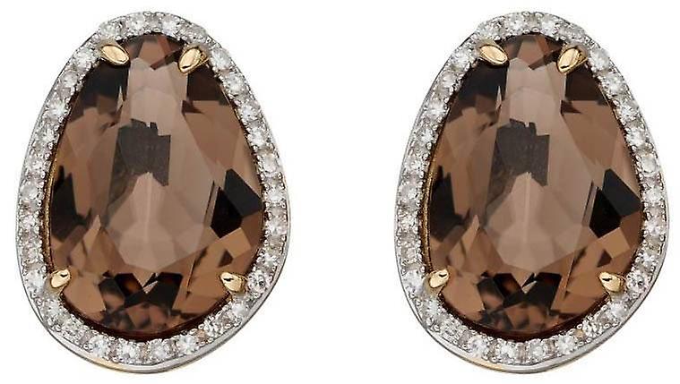 Elements Gold Irregular Shaped Quartz Earrings - Brown/Gold