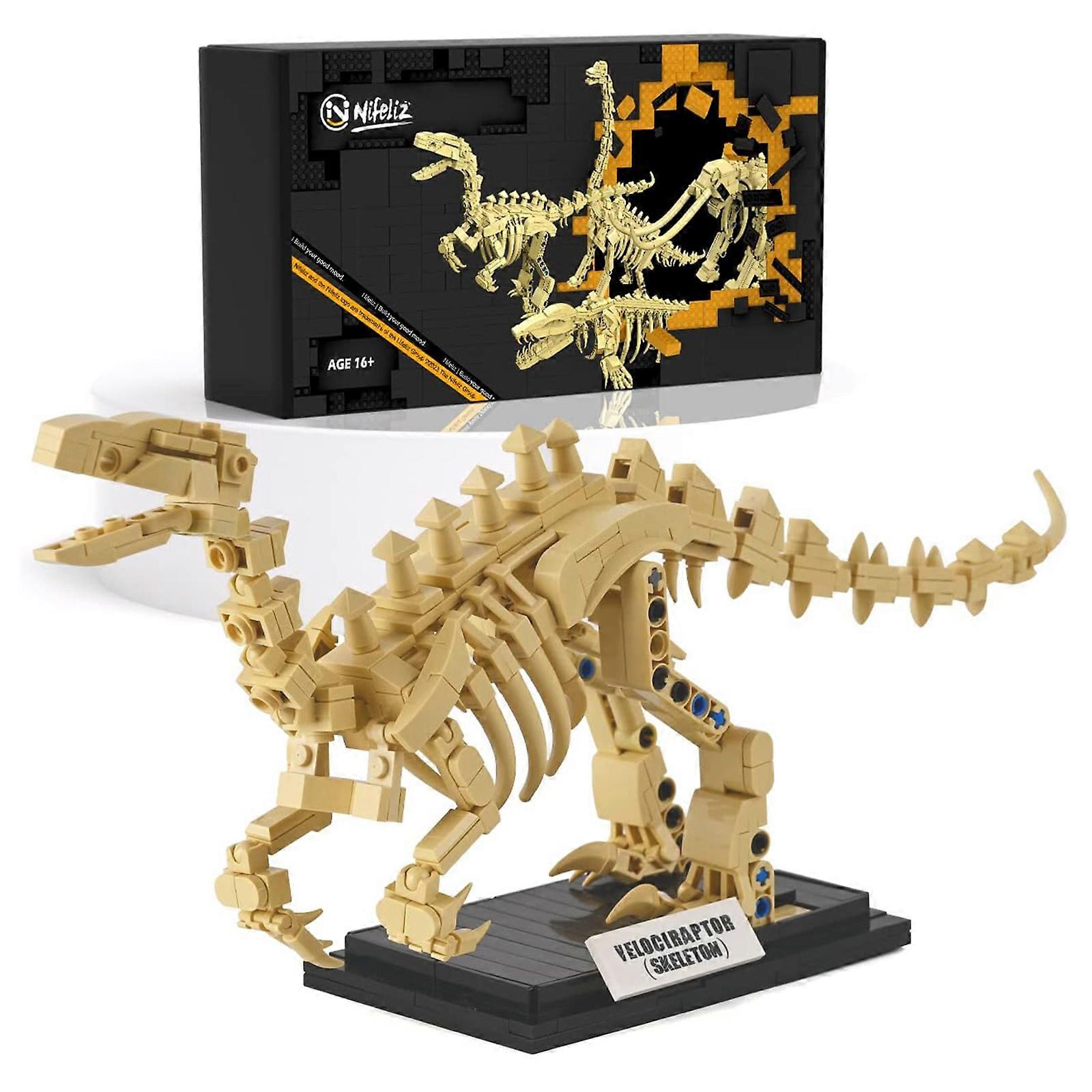 Nifeliz Velociraptor Dinosaur Fossil Building Kit, Impressive Dinosaur Skeleton Model Decoration, Cool Dinosaur Gift Toy Set for Dinosaur Fans (358 PC