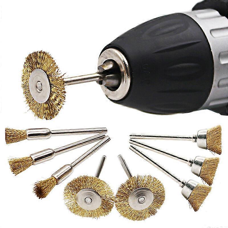 100% nouveau ensemble de brosses en laiton amélioré 9 pièces pour le polissage, le nettoyage de la rouille métallique