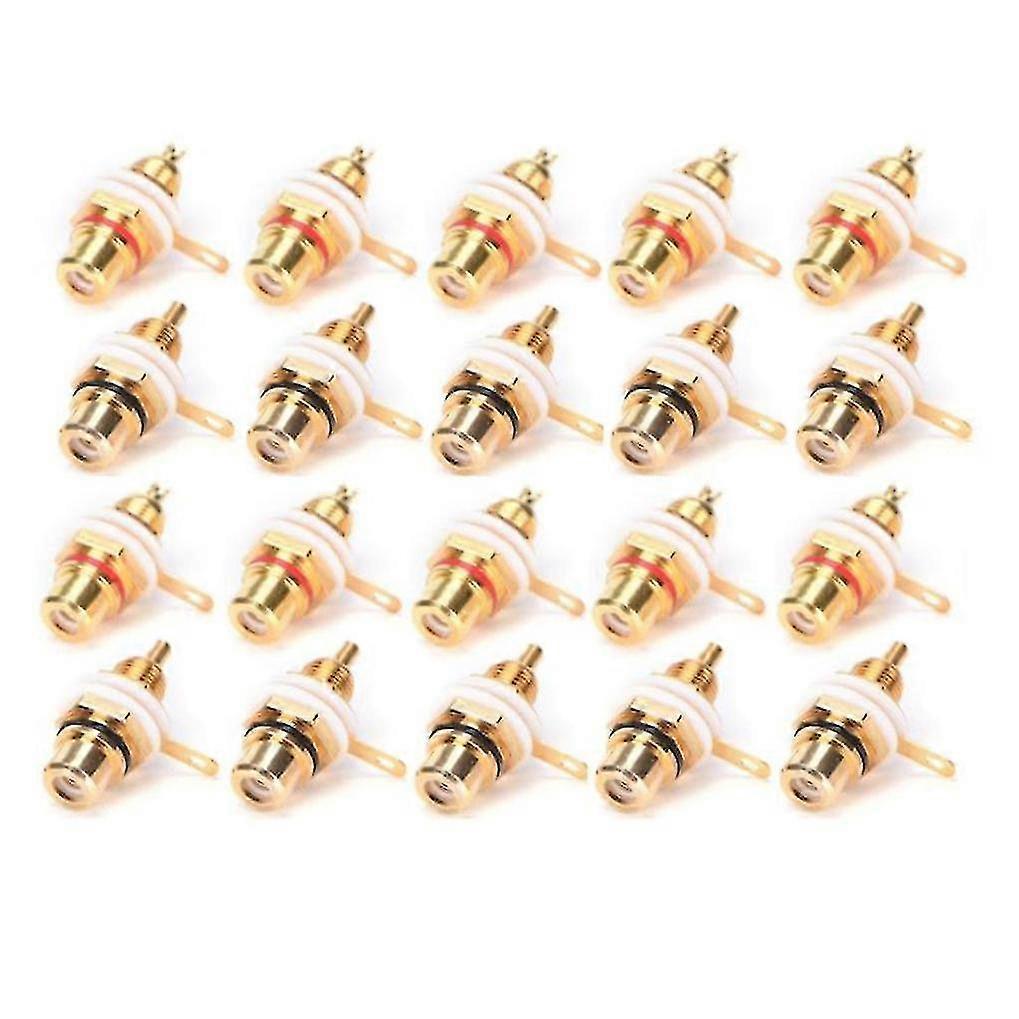 20pcs Gold Plated Rca Terminal Jack Plug Female Socket Chassis Panel Connector For Amplifier Speake