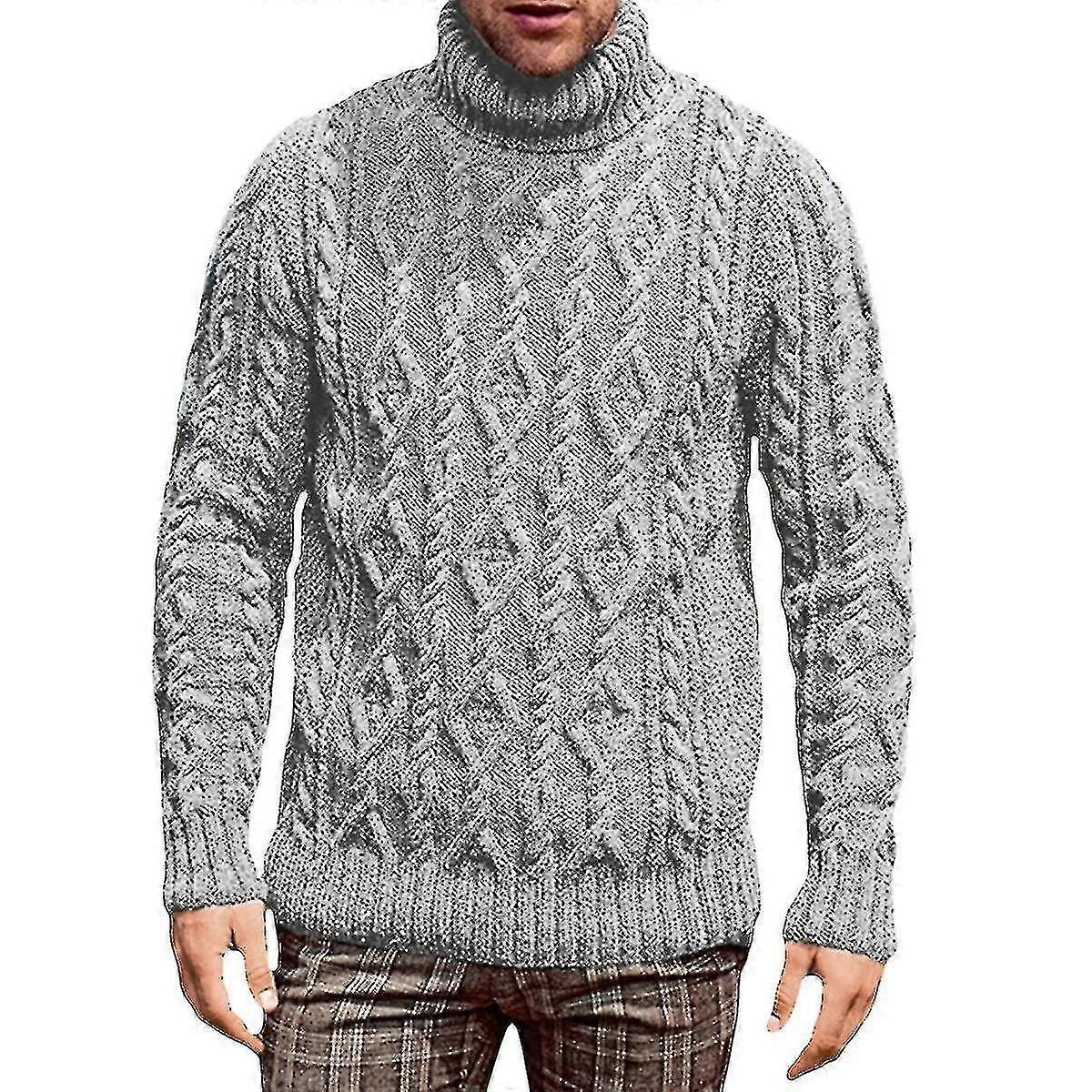 Mens Slim Fit Pull à col roulé Casual Knitted Twisted Pullover Pulls solides