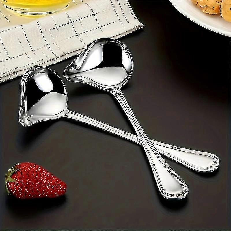 Cuchara de salsa de acero inoxidable, cucharón de salsa con pico de vertido, cuchara de sopa para salsas de salsas, cuchara de salsa reutilizable