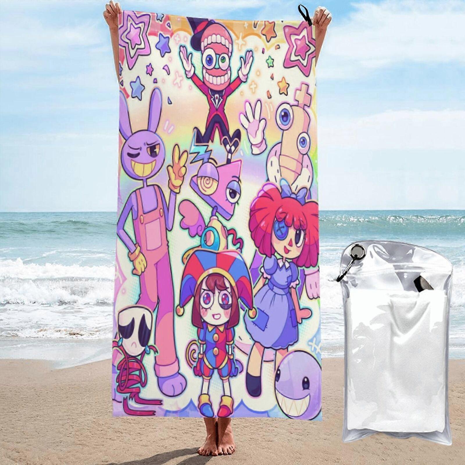 p780Incrível Digital Circus Beach Toalha Absorvente Toalha Grande 3D Toalha dos desenhos animados LXMT2953