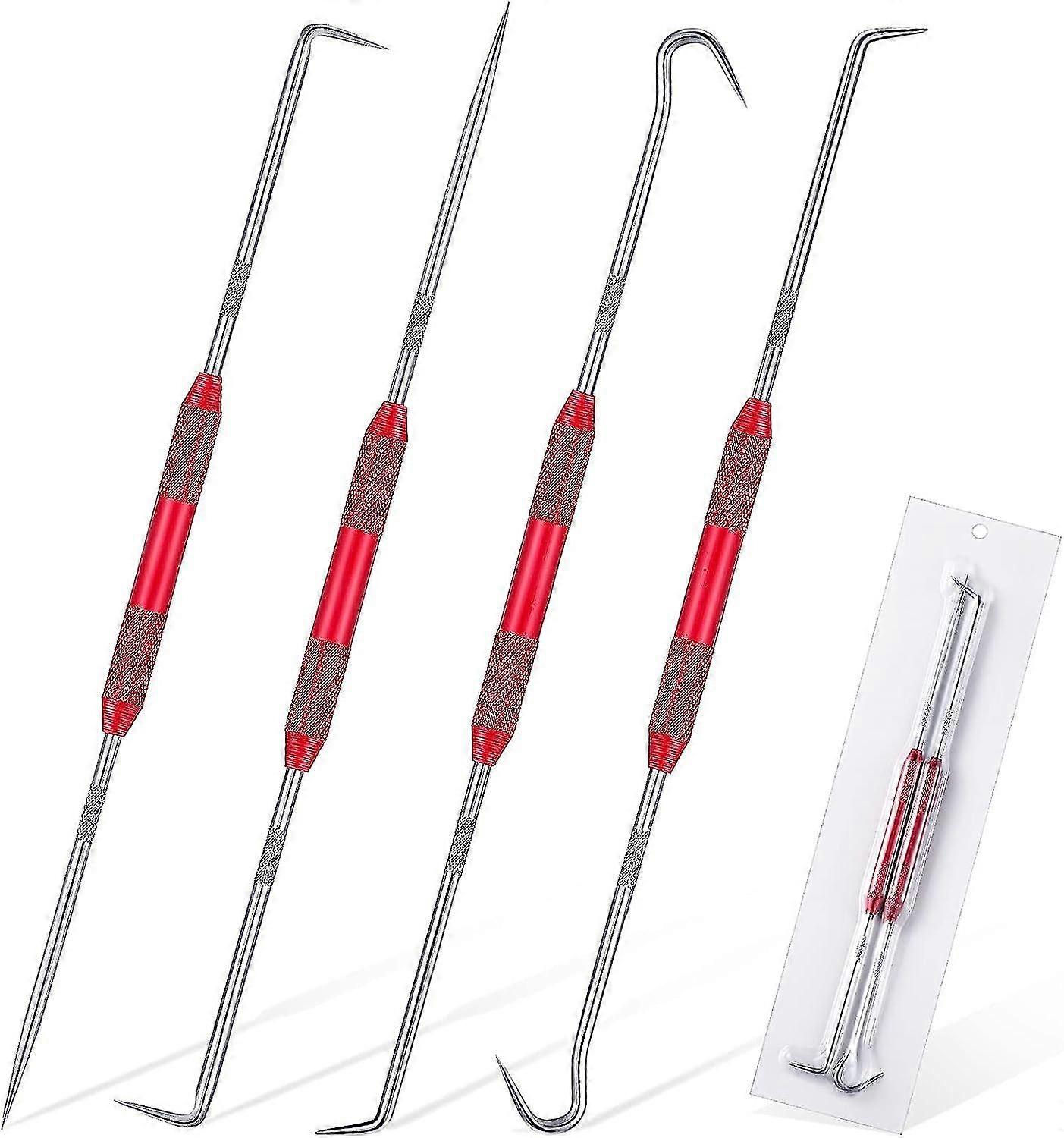 4 Pcs Hook And Pick Set Double Pointed Scribe Car Auto Oil Metal Pick O Ring Seal Puller Hooked Scriber Marking Tools For Carpenter Machinists Technic