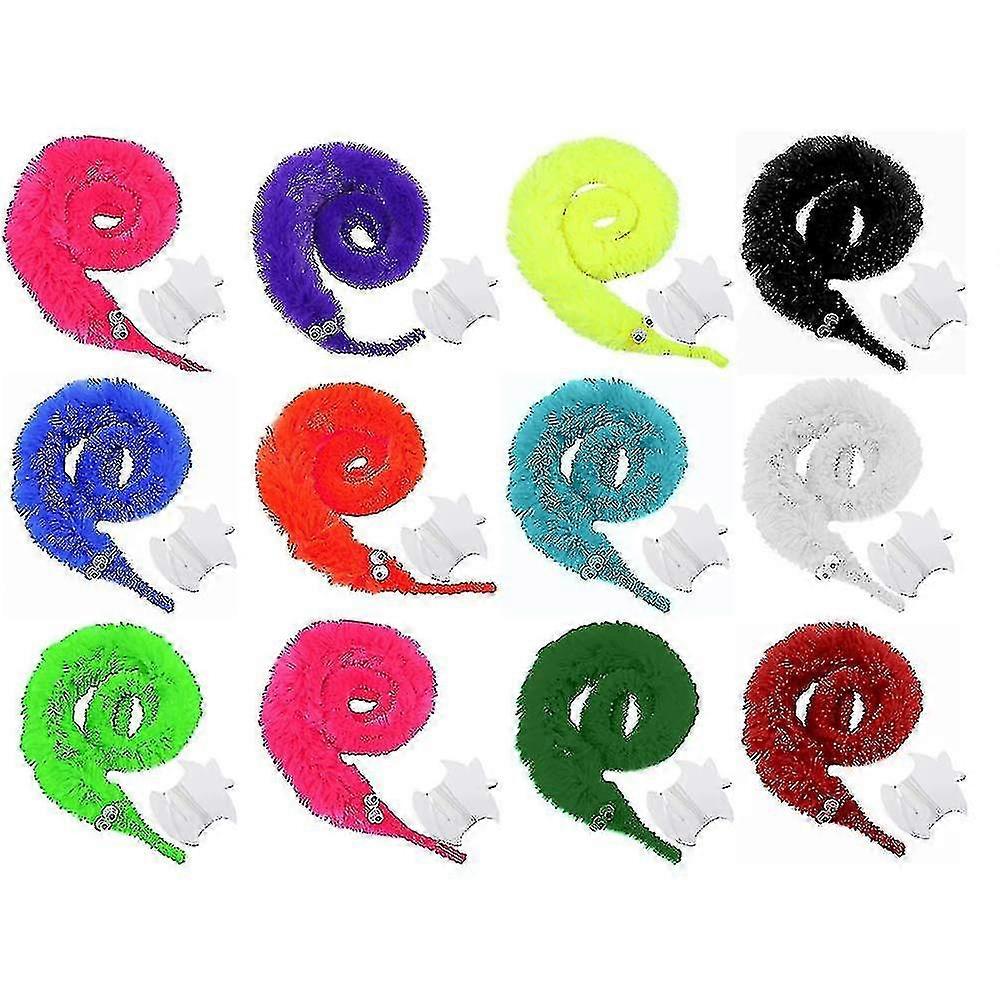 Worm op string, 12pcs Wiggly Magic Worms Twisty Fuzzy Worm Toys Worm op een string bulk voor kinderen kat, willekeurige kleur
