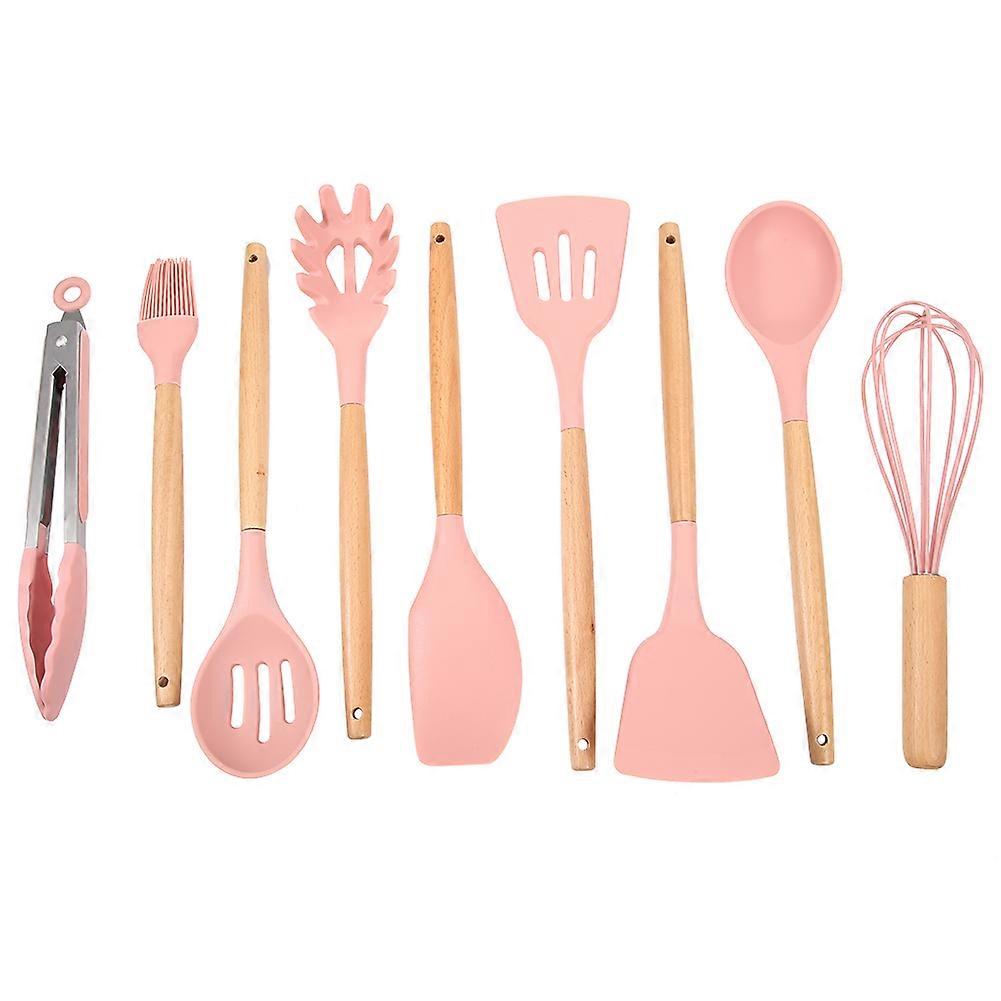 9 pcs Pink Cooking Tools Set Premium Silicone Kitchen Cooking Utensils Set