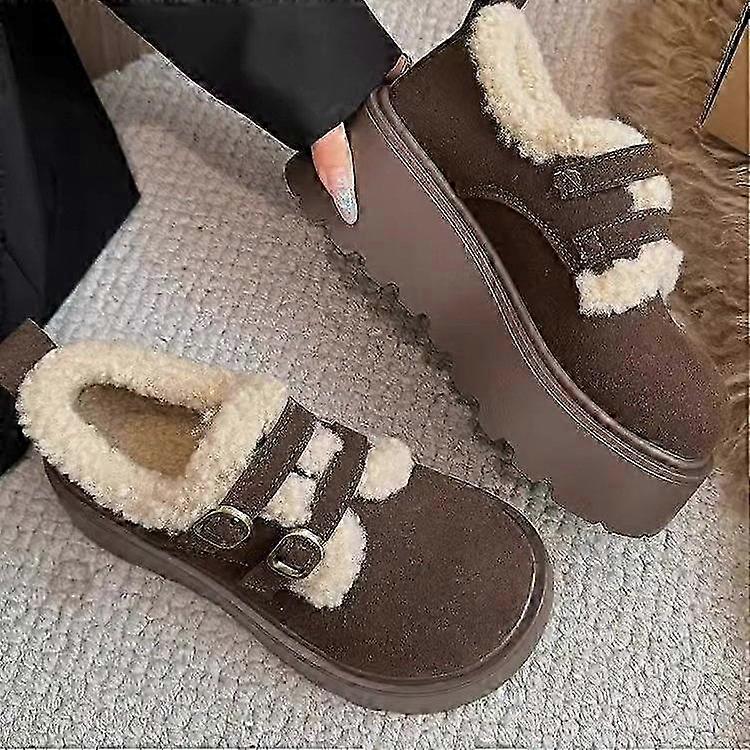 Παπούτσια Birkenstock με παχιά σόλα γυναικεία 2024 χειμώνας νέα κασμίρ ζεστά βαμβακερά παπούτσια ένα slip-on όλα τα ασορτί μάλλινα παπούτσια χονδρικής
