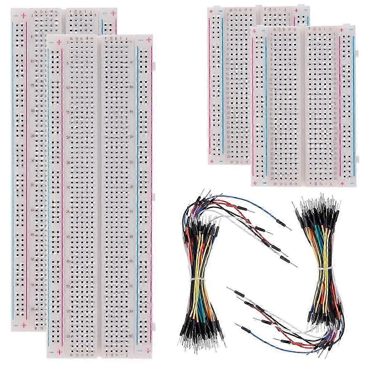Solderless Breadboard Kit 2 Pcs 830 Tie Points + 2pcs 400 Tie Points + 2 Set 65pcs Flexible Breadbo