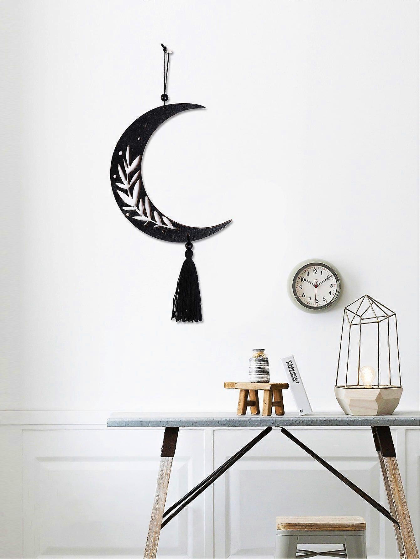 1 قطعة خشبي القمر المرحلة جدار الفن - الخشب الطبيعي هلال القمر معلق ديكور مع شرابة ، ديكور منزلي بسيط ، بوهو أنيق معلق على الجدار ، مثالي للممرضة