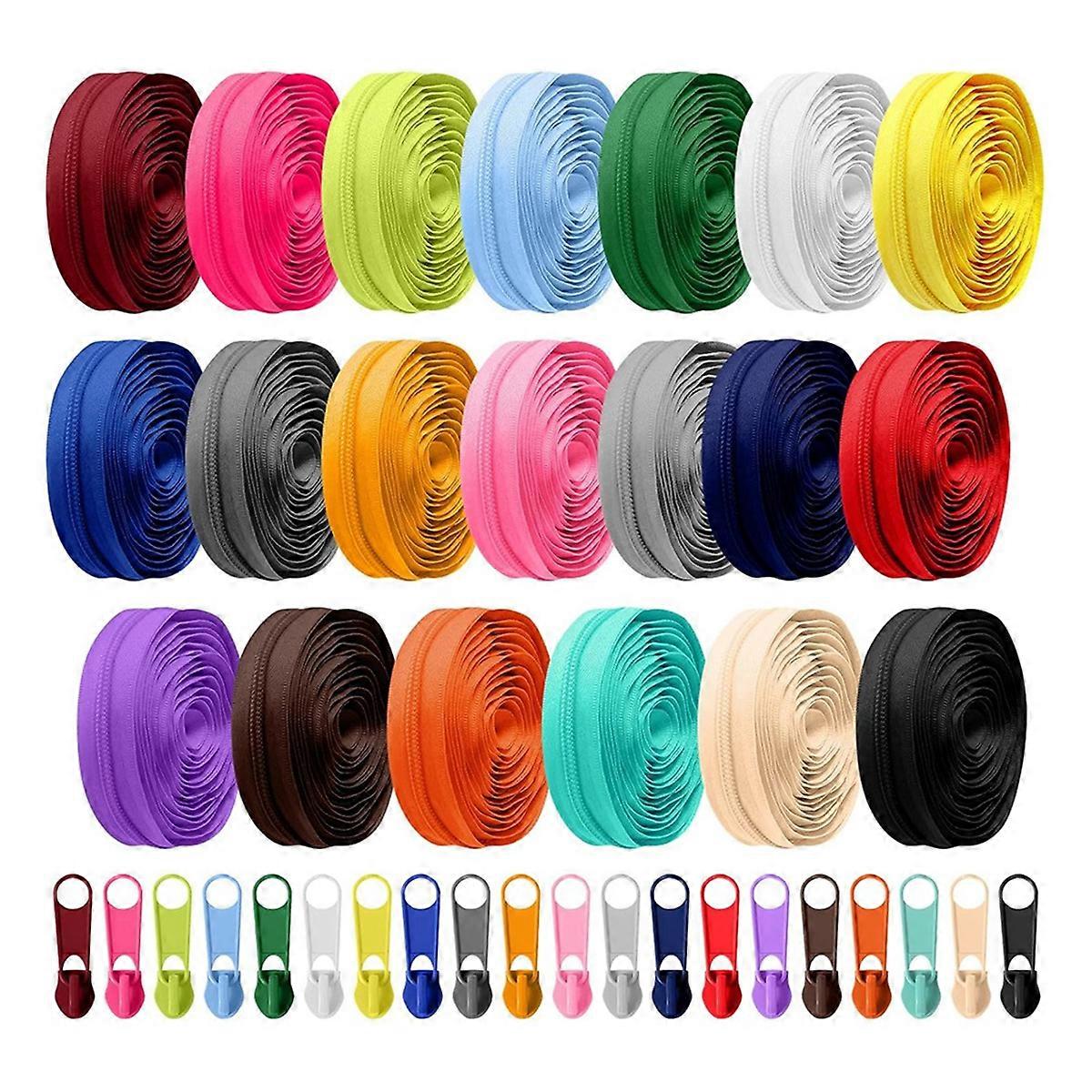 60 meter 20 stycken sömnadsdragkedjor bulk, 5 nylonspole dragkedjor olika sömnadsdragkedjor för DIY Tailor Craft Supplies