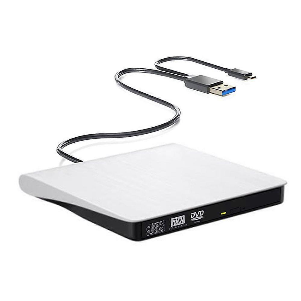 External DVD Drive Portable High Speed Read Write One-click Burning Rewritable Type-C USB 3.0 DVD/VCD/Compact Disc-RW Burner Writer Player Computer Ac