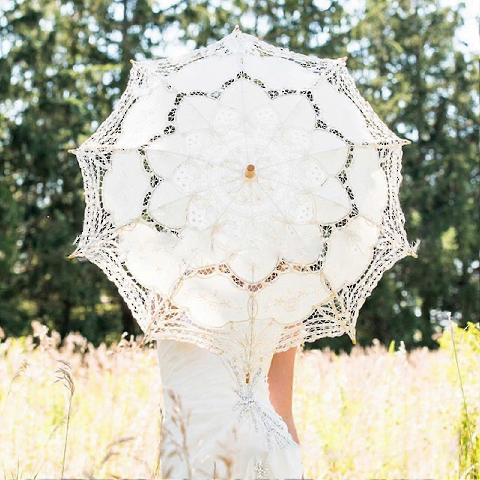 Exquisite Umbrella Multi-use Cotton Lace Flower Pattern Visual Effect Sunshade For Photography