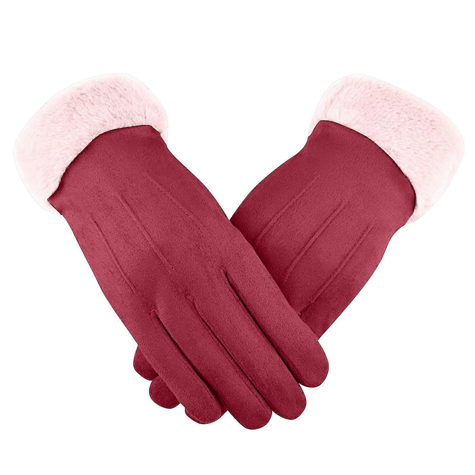 Gants d'hiver en daim pour femme, écran tactile, chauds, coupe-vent, épais, mitaines pour l'extérieur