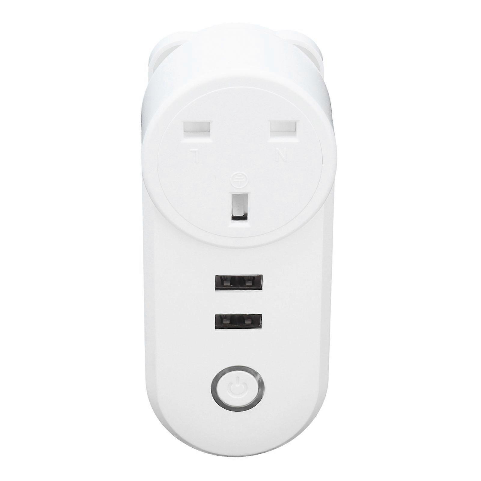 Smart WiFi Plug Dual USB Plug Smart Outlet Wireless APP Voice Control Timer Socket UK Plug 100240V
