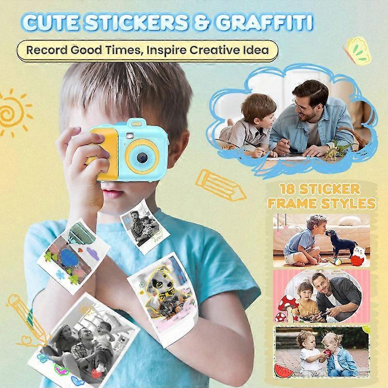 Instant Selfie Digital Camera With 4 Rolls Print Paper & 32g Card, 1080p Video & Print