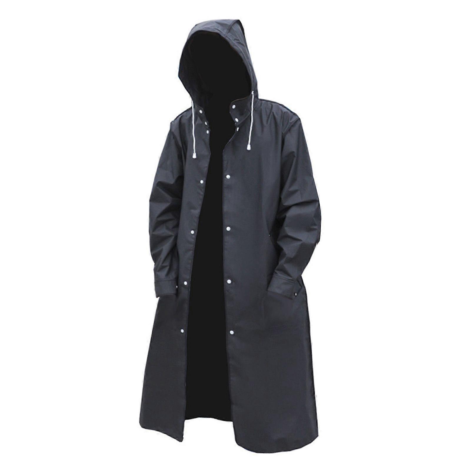 Rain Poncho Men's Waterproof Long Rain Coat Hooded EVA Raincoat Jacket for Hiking Cycling Camping Fishing Outdoor Activities