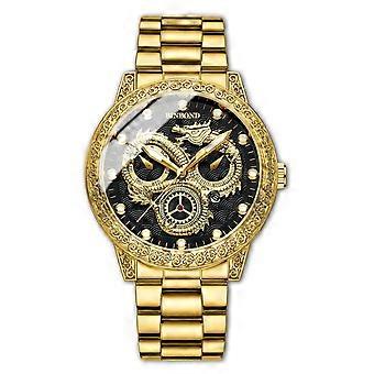BINBOND B3030 Embossed Dragon Luminous Waterproof Quartz Watch