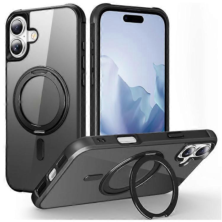 Compatible For iPhone 16 Plus Case Compatible with MagSafe Rotatable Ring Kickstand TPU+PC Phone Cover