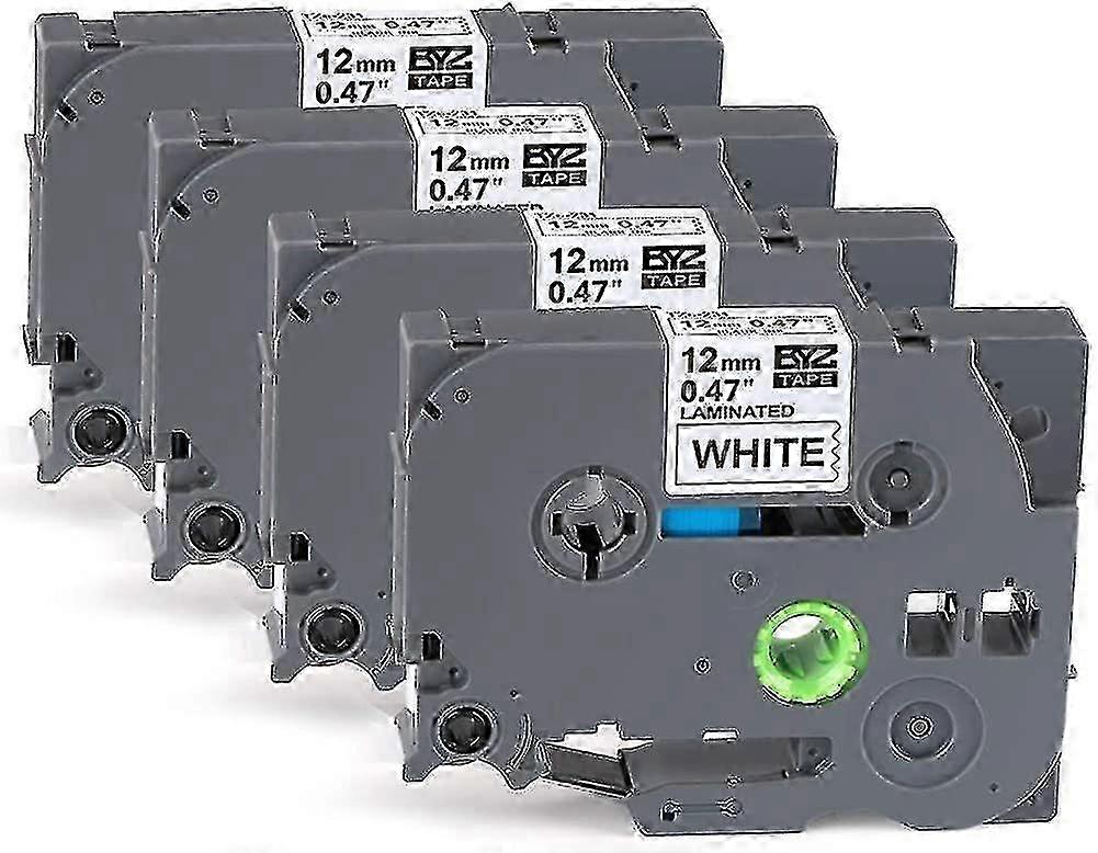 4 Xラベルテープカセットブラックオンホワイトラベルテープ12mm X 8m、互換性のあるブラザーf54