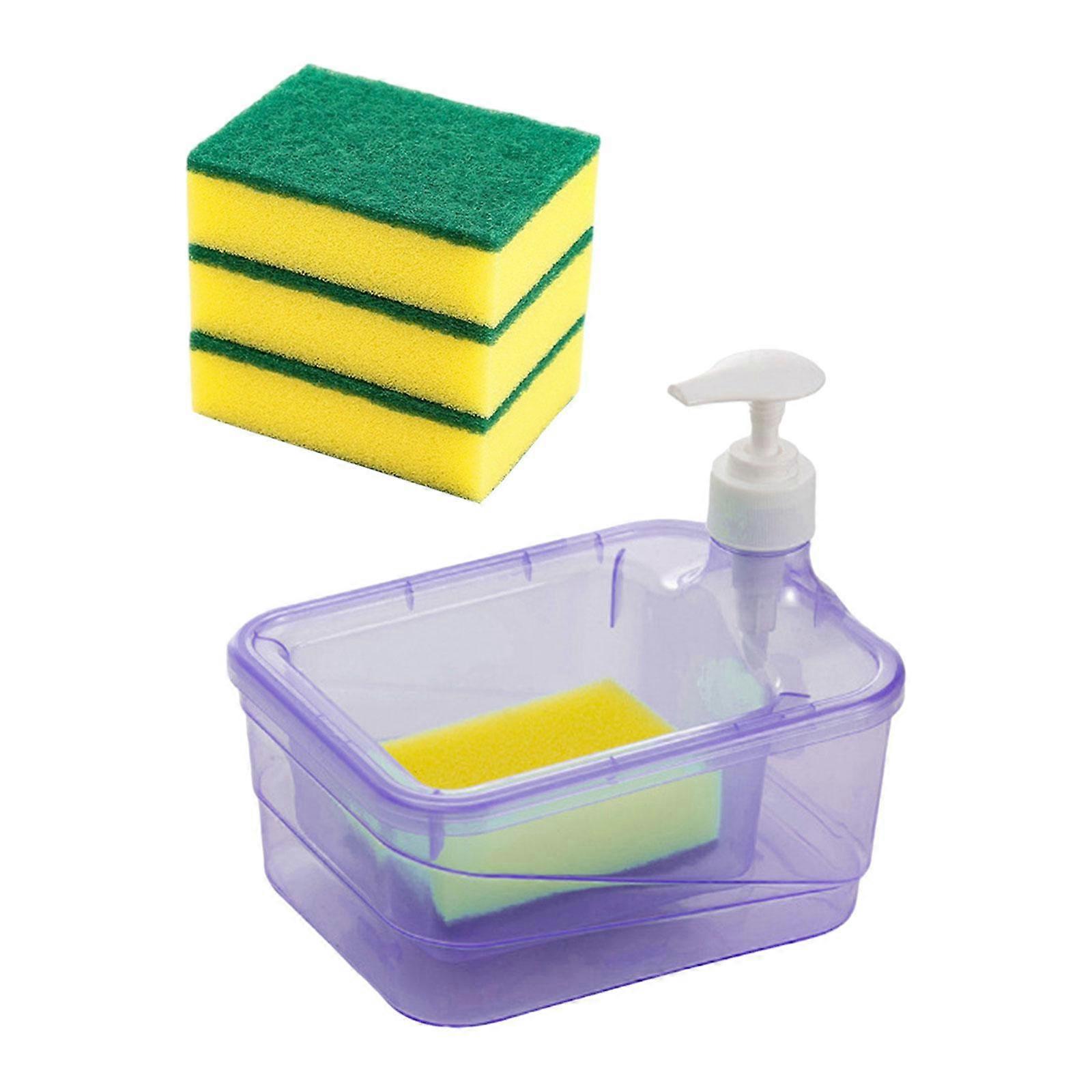 Dish Soap Dispenser and Sponge Holder Refillable Multifunctional Storage