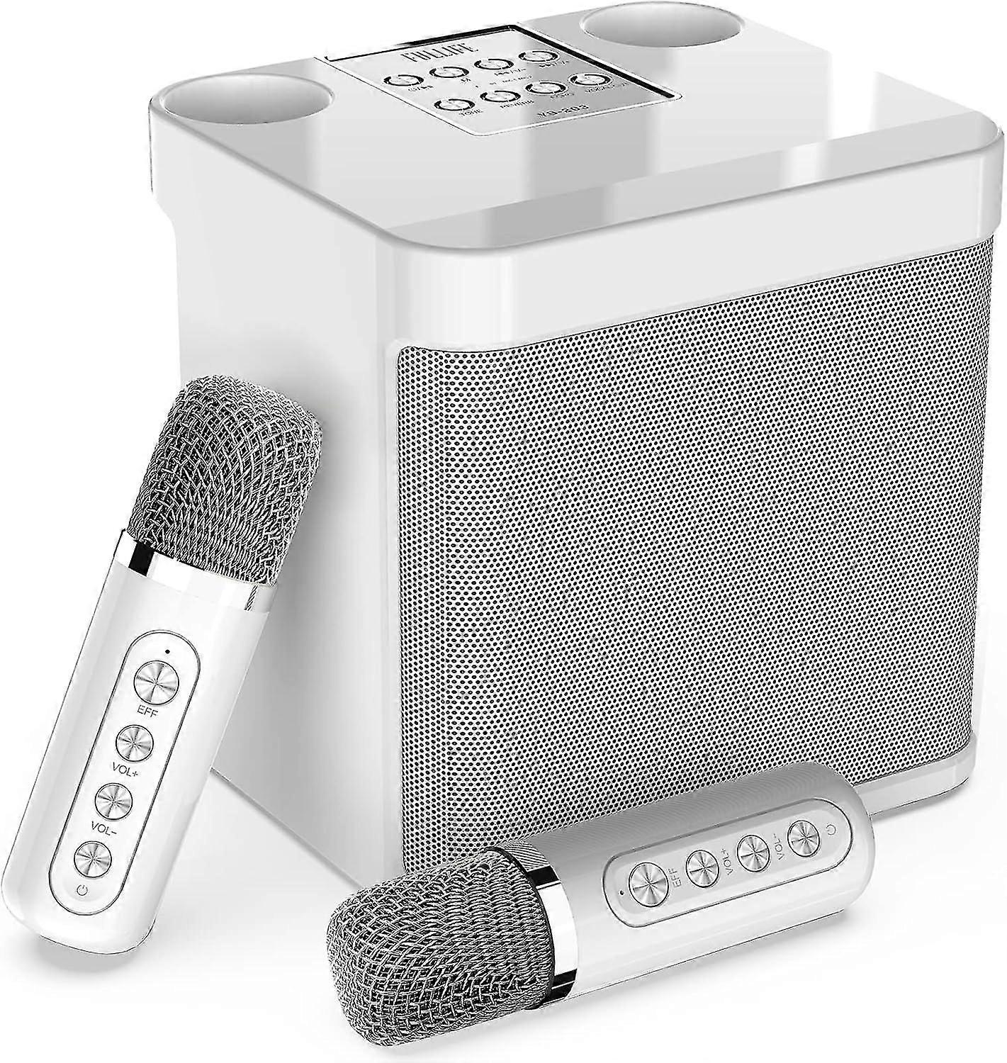 2 Wireless Microphones,Portable Bluetooth PA Speaker System, HD Sound Singing Machine with Echo and Vocal Cut, Supports TF/USB, AUX-in