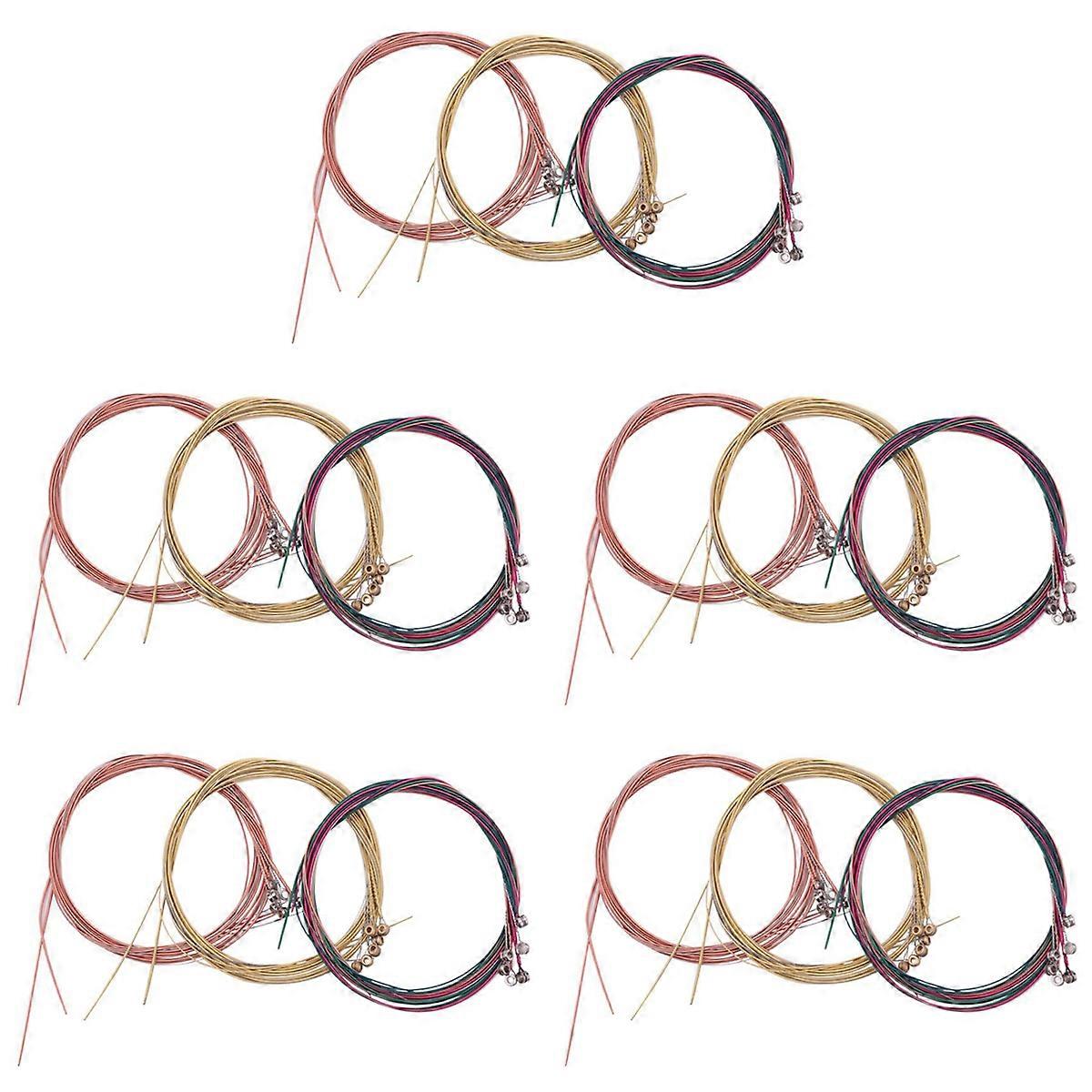 15 Sets Guitar Strings Replacement Steel String for Acoustic Guitar (5 Brass Set, 5 Copper Set and