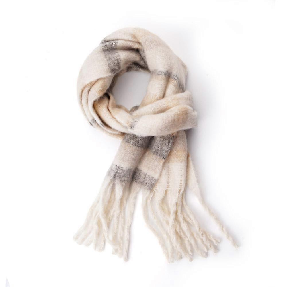 Tassel Plaid Scarfs Winter Warm Nordic Style Shawl Wrap Fashion Solid Scarves