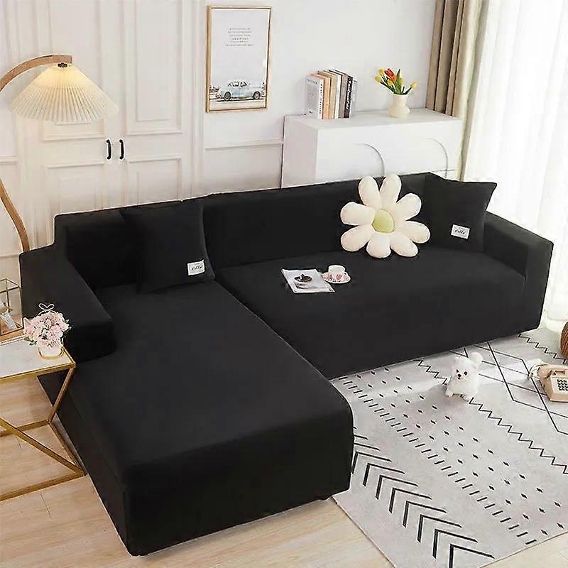 Capas de Veludo em Forma de L para Sofá de Veludo para Sala de Estar Capa de Sofá Elástica Chaise Longue Capa de Sofá Elástica de Canto