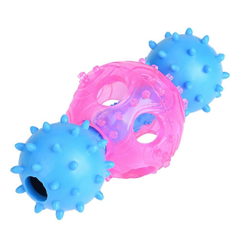 Useful Hollowed Barbell Pet Biting Toy for Dog Cat Leaking Food(Blue)