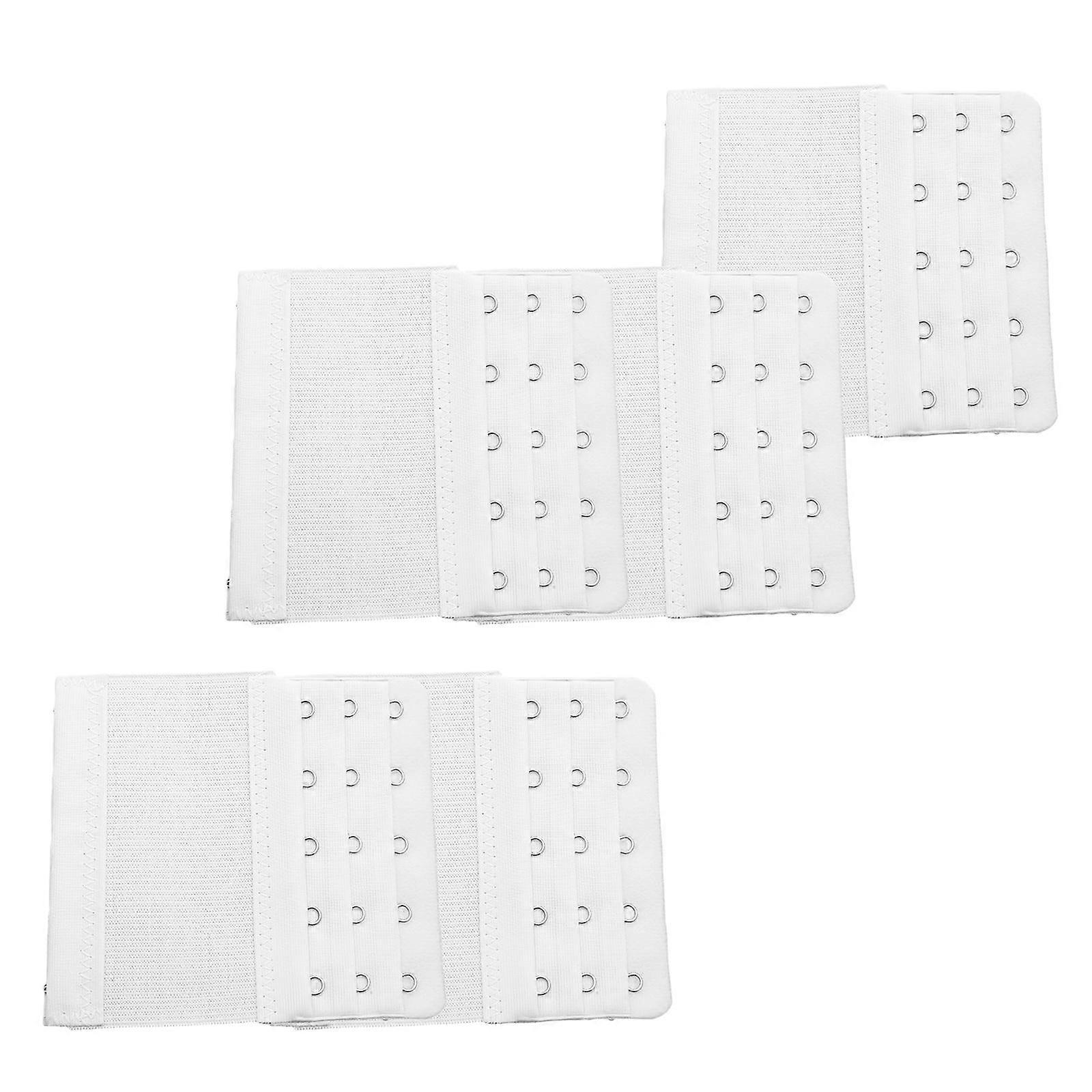 5x Flexible Bra Extender 5 Hooks 3 Rows Hook Strap Free Size White
