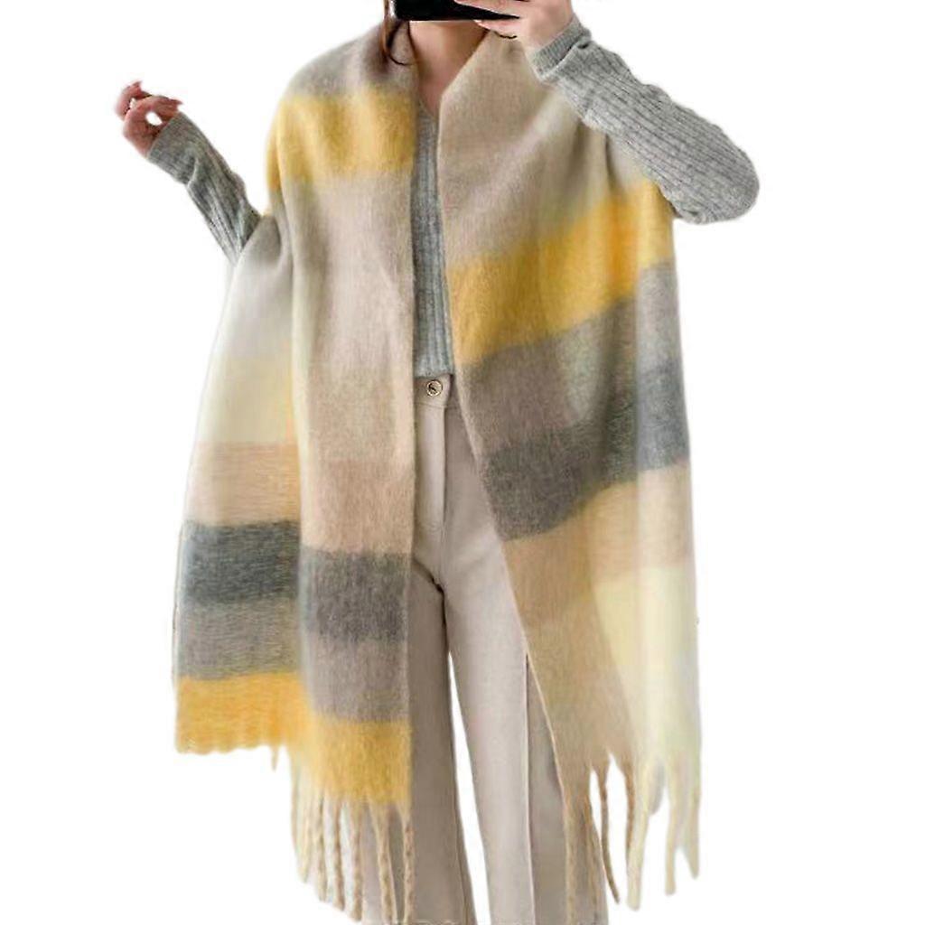 Winter Classical Plaid Printed Pattern Scarf for Women Wrap Windproof Shawls