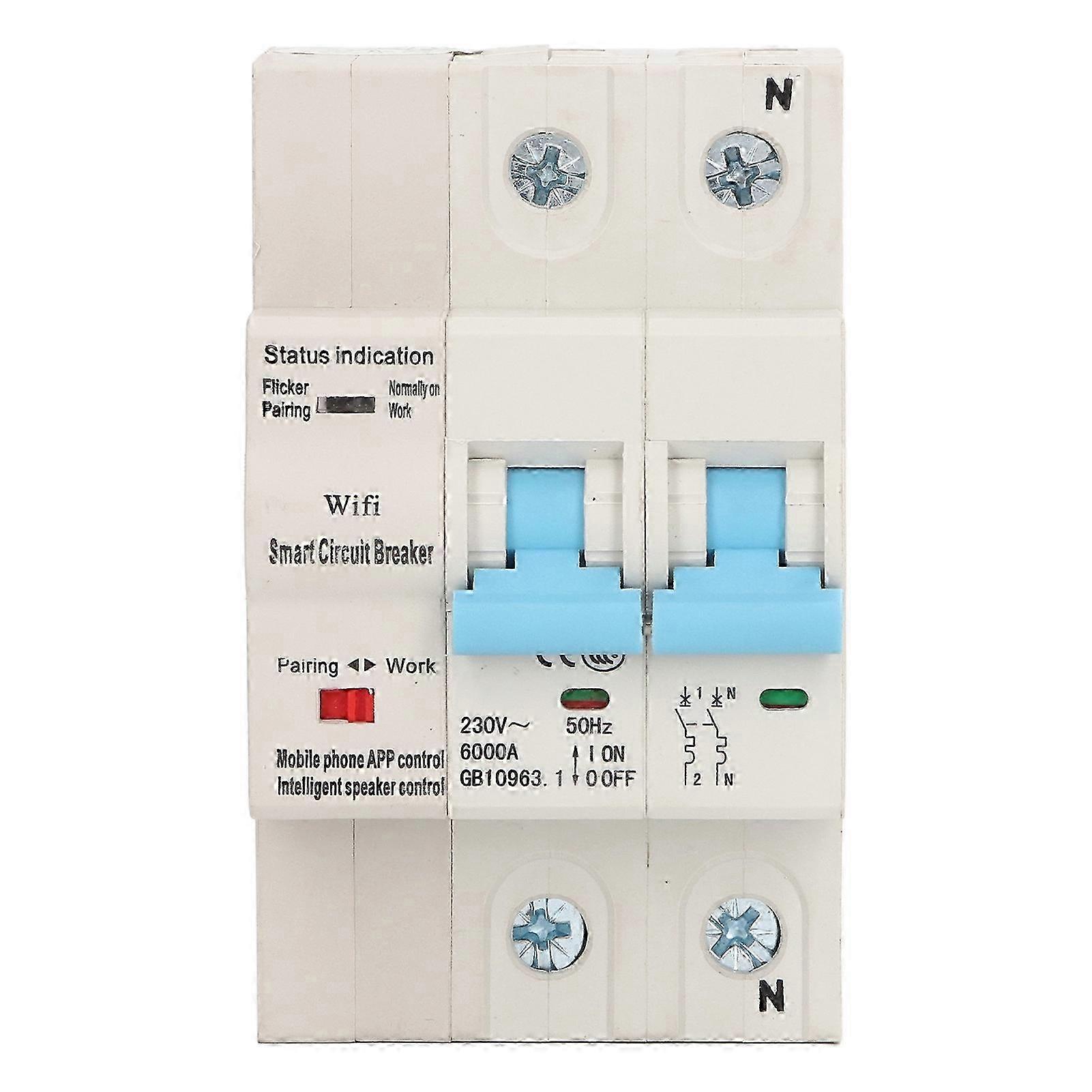 Wifi Circuit Breaker 2P DIN Rail Mount Remote Control Smart Circuit Breaker Switch with Timing Delay Function AC230V 100A