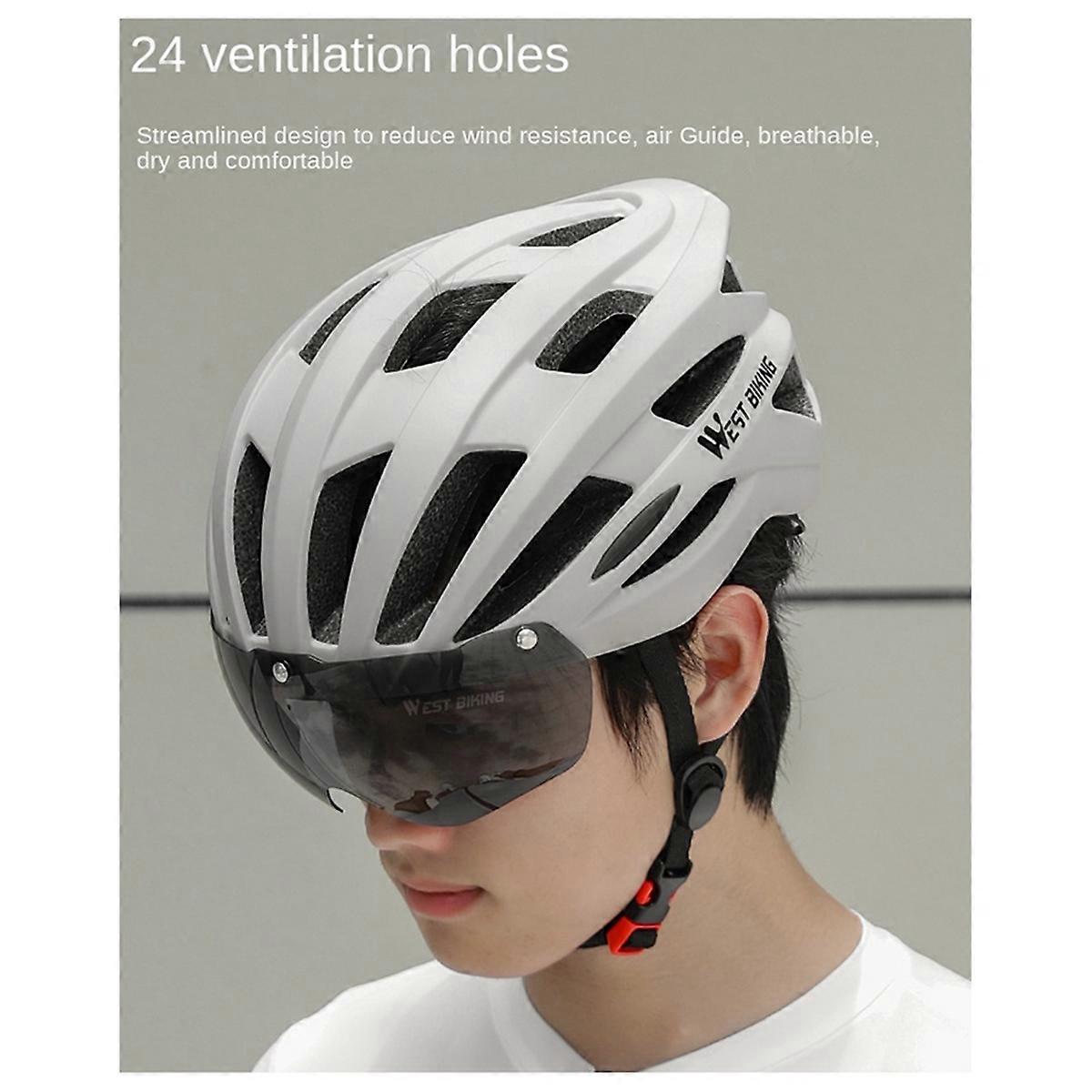 Cycling Bicycle Helmets Men'S and Women'S Goggles Photochromic Lenses Bicycle Helmets Pink