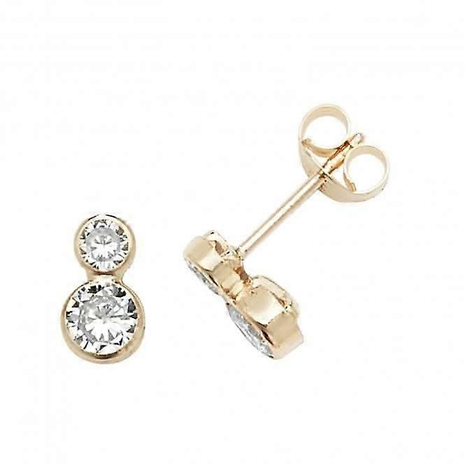 Boucles d’oreilles double zircone en or jaune 9 carats ES625