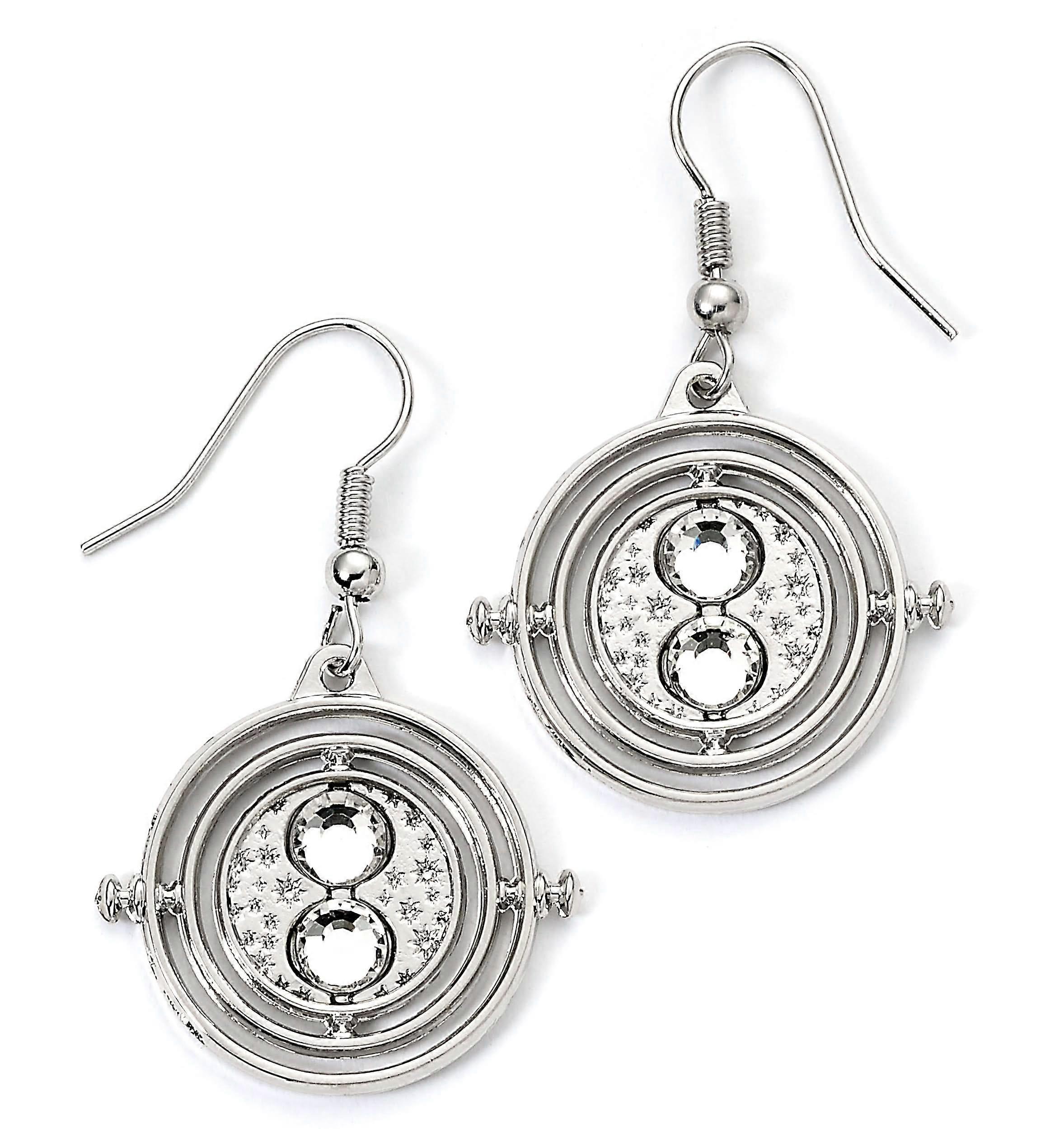 Harry Potter Silver Tone Time Turner Drop Earrings WE000673