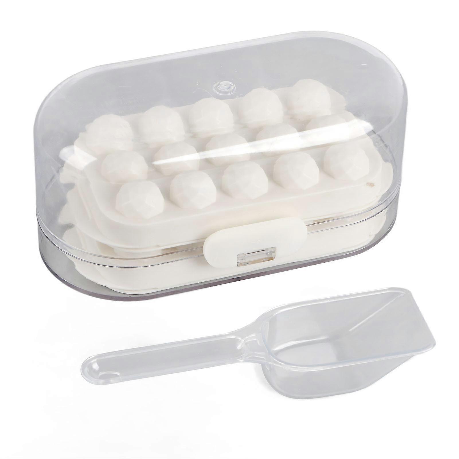 Ice Mold Silicone 2 Layer Hard Interlayer Anti Slip Stable Buckle Design Ice Mold Tray with Spatula