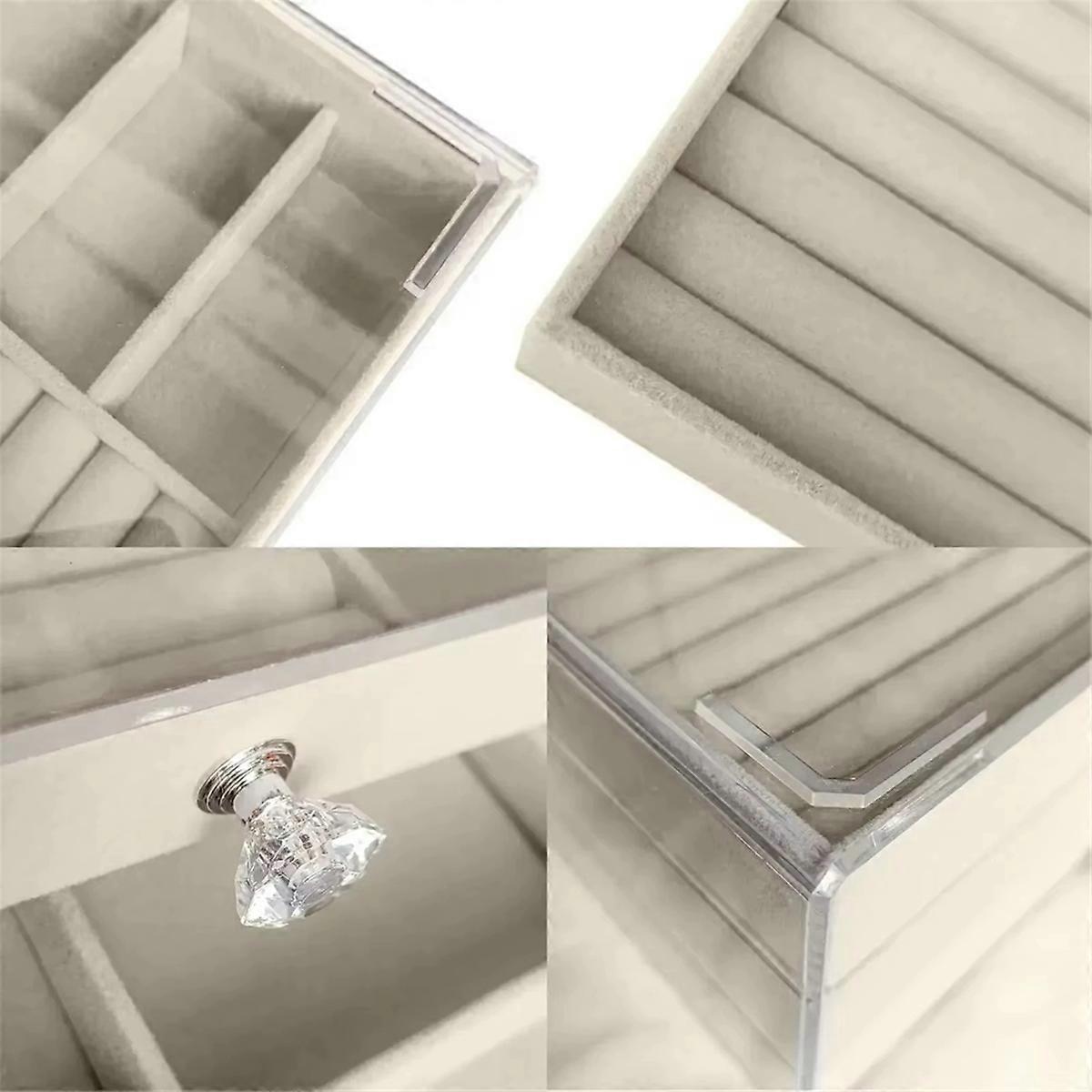 Jewelry Organizer with 3 Drawers Stackable Display Storage Box,B