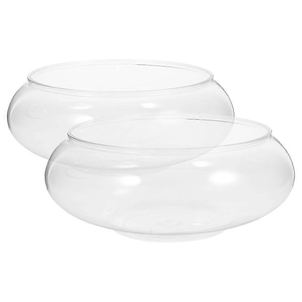 2pcs Desktop Small Fish Tank Fish Bowl Transparent Round Aquarium Tank Bowl