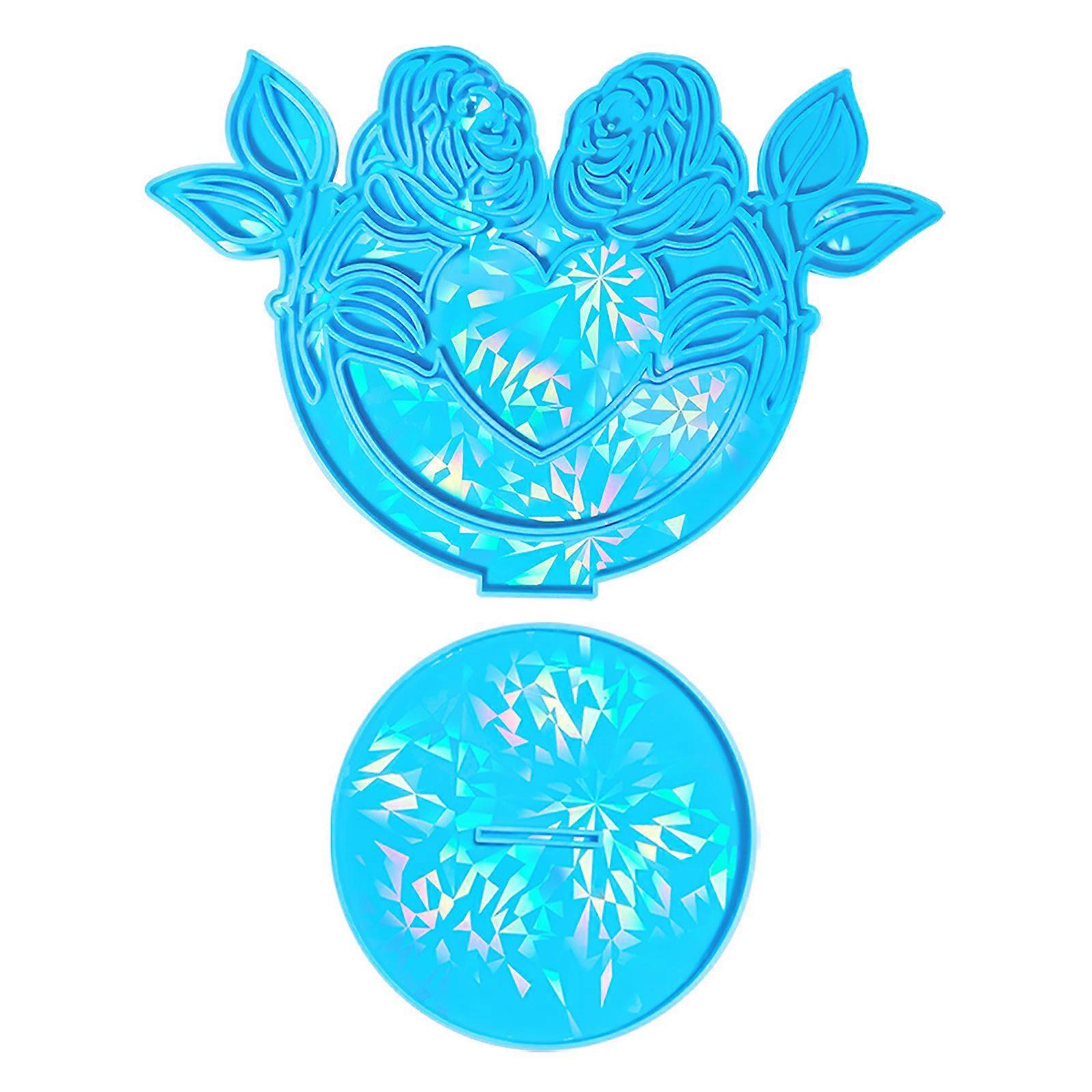 Resin Photo Frame Molds Rose Flower Heart Shape Silicone Picture Mold for Casting DIY Epoxy Photo Frame Mold Crafts Home  Blue
